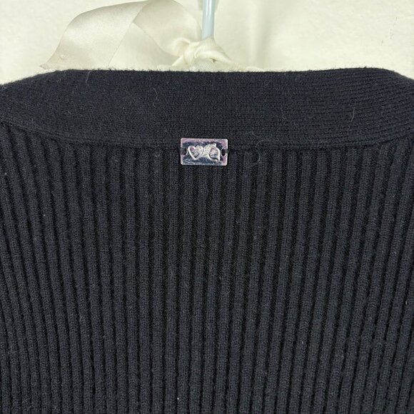 For Love & Lemons Black Ribbed Cropped Nina Cardigan Size Medium - Picture 7 of 10